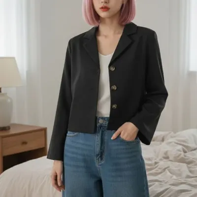 카라 봄 가을 데일리 크롭 자켓 숏자켓  숏재킷 베이직