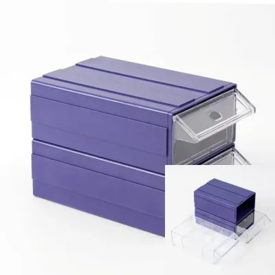 연결형 멀티 수납함 2p세트 11x6cm 네이비 사무실정리함 부품수납함