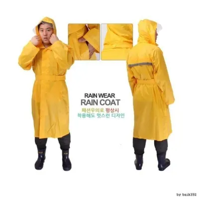 노란색 코트형 우의 작업복 배달 낚시 용우의 남성 방수 산업용