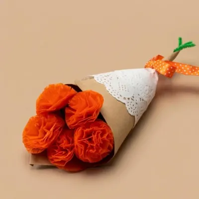 DIY 종이꽃 꽃다발 만들기 키트 졸업식 선물 오렌지