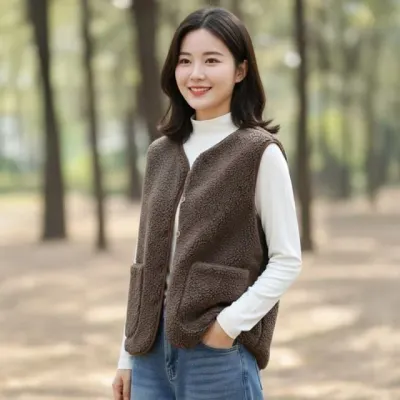 뽀글이 조끼 여성 방한 보온 조끼 경량 내피 사무실 실내 외출용 조끼