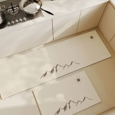 베이직한 주방 인테리어 러그 귀여운 캐릭터로 화사한 분위기 논슬립 키친 카펫트 매트