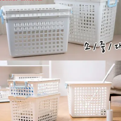 통기성 손잡이 플라스틱 베란다 적재함 정리함 이동형 세탁실 수납함 바스켓정리함