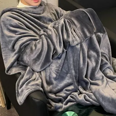 원피스 담요 가운 로브 입는 따뜻한 극세사 대형 세탁 이불 소파
