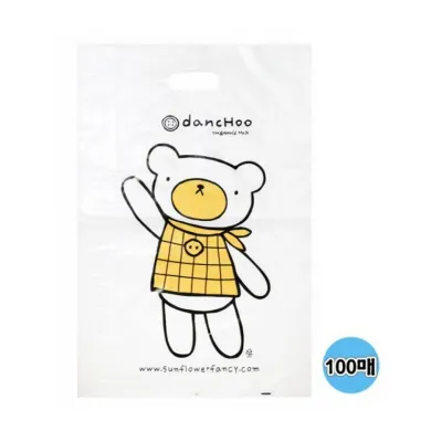 PP-603 곰돌이 비닐봉투 100매입 비닐 쇼핑백 손잡이 선물봉투