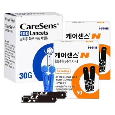 케어센스N 혈당 시험지 100매 + 채혈침 100개