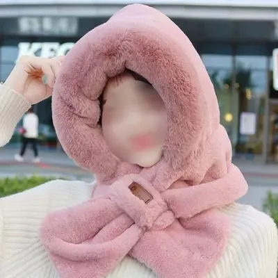 후드목도리 밍크털 방한모자 일체형 겨울 털모자 귀도리