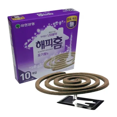 해피홈 무색소 무향료 황색 모기향 10매 받침2개