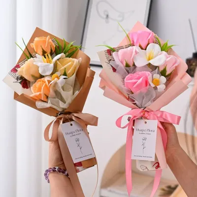 졸업 어버이날 선물 인조 장미 완제품 수제 꽃 향기 비누 꽃 튤립 조화 기념품