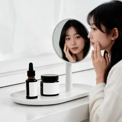 스탠드 미러 트레이 탁상용 화장대 정리함 악세사리 보관 수납 케이스