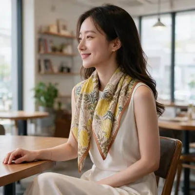스카프 패턴 목수건 쁘띠스카프 소품 데일리 목 장식용 넥스카프 손수건 쁘띠 넥