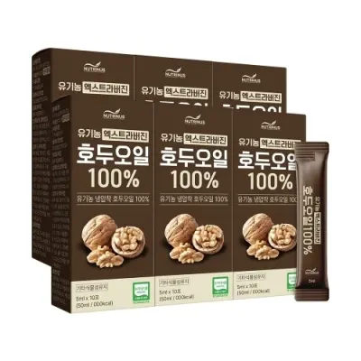 뉴트리너스 유기농 엑스트라버진 호두오일100% 5ml x 10포 x 6박스