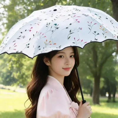 우양산 자외선차단 꽃무늬양산 3단 봉우리 암막양산 자외선 차단 나들이