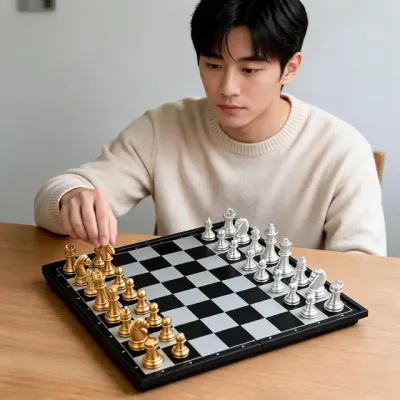 접이식 체스판 휴대용 체스 보드게임 취미 여가 놀이 교구 게임용품