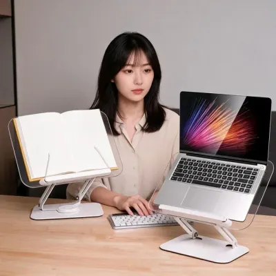 아크릴 독서대 360도 회전 태블릿 거치대 높이조절 받침대 사무실 공부