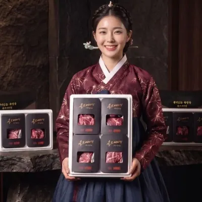 명품소고기 선물 부채살 소고기 살치살 등심 미국산 솔트에이징 4구 꽃갈비살 한가위