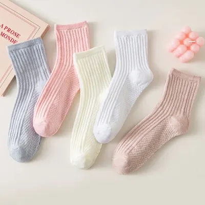 파스텔 솜사탕 양말 5color 1set /여성양말 중목양말세트
