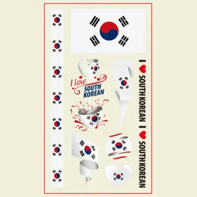 태극기 타투 스티커 태극마크 레터링 물타투 DD-12822
