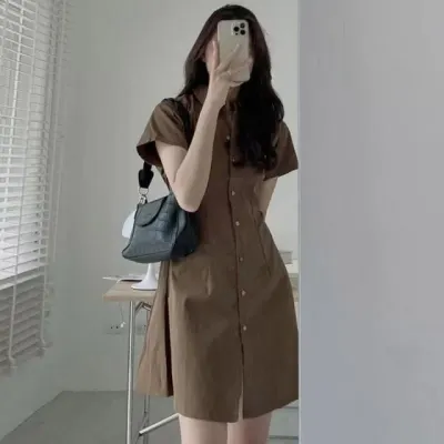 원피스 반팔 셔츠형 카라 슬림핏 데일리룩 여름 하객룩 직장인 오피스룩
