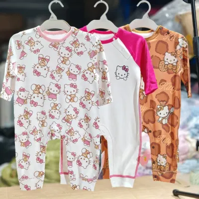 키티바디슈트 봄가을용 1 3세 여자 아기 바디수트 점프수트 긴팔 하의 캐주얼 귀여운 캐릭터