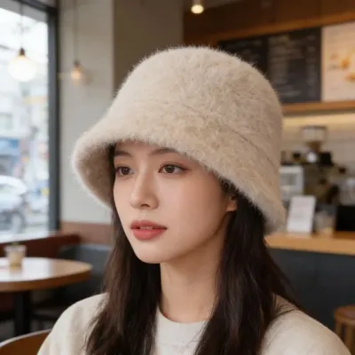 여성 앙고라 털모자 겨울 방한 캡 비니 등산 캠핑 골프 아웃도어 모자