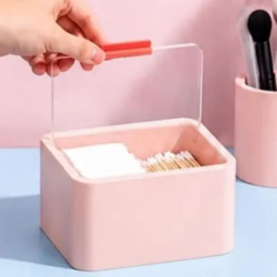 화장솜 면봉 위생보관 투명커버 정리함