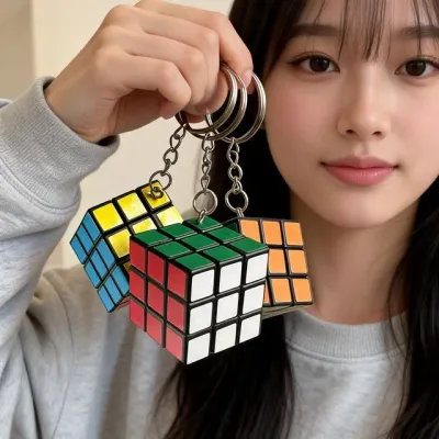 큐브 미니 3단 열쇠고리 데일리 감성 모던 스타일 베이직 아이템