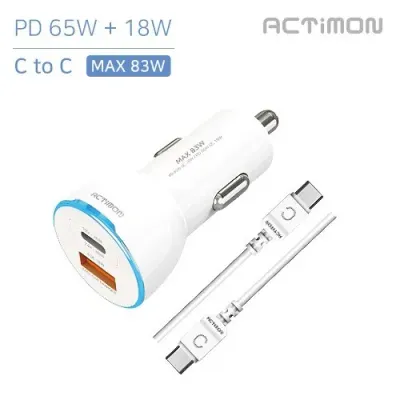 엑티몬 차량용 초고속 PD65W + 퀵18W C TO C 케이블