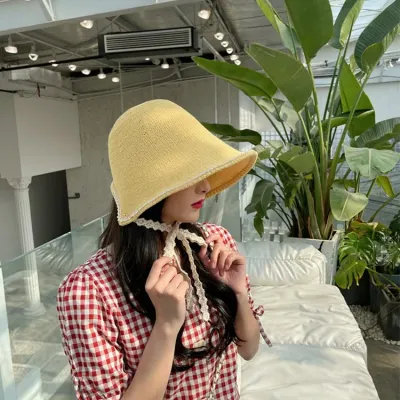 멜로디 레이스 리본 버킷햇/ 챙모자 보넷모자 보닛모자 봄 여름 가을 벙거지모자 왕골모자 라피아햇