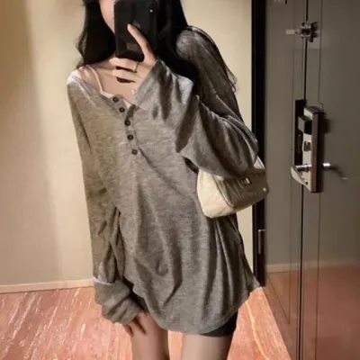 여자상의 여성티셔츠 루즈핏티셔츠 기본티 여성긴팔티 얇은긴팔 기본 면티