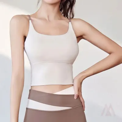투톤 크롭 브라탑 요가상의 투톤브라탑 크롭브라탑 캡내장브라탑