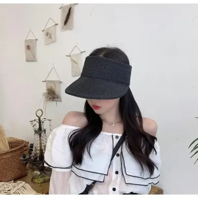 여성 밀짚 라탄 넓은밴드 썬캡 햇빛 차단 모자