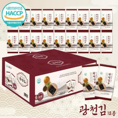 [SU+DC존] [K Food] [광천김 선물세트][들기름향 바삭한감칠맛 광천김 4G X 18봉 선물 박스포장]