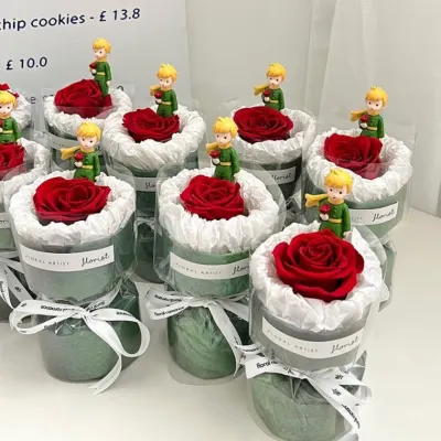 어린 왕자 완제품 영원한 꽃다발 발렌타인 장미꽃 여자친구 친구 생일 선물 인조 꽃