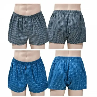 네이비 패턴 블루 사각트렁크 3매
