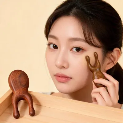 얼굴 괄사 마사지기 원목 안마기 괄사빗 지압 도구 셀프 홈케어 피부 관리 LP