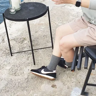긴목 양말 골지 그레이