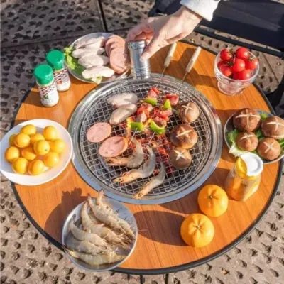 캠핑 보조테이블세트 다기능 원형화로테이블