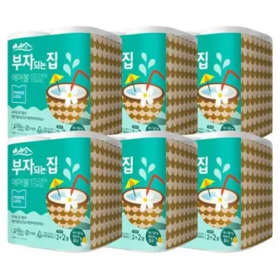 부자되는집 에어볼 키친타올 130매 4롤 6팩