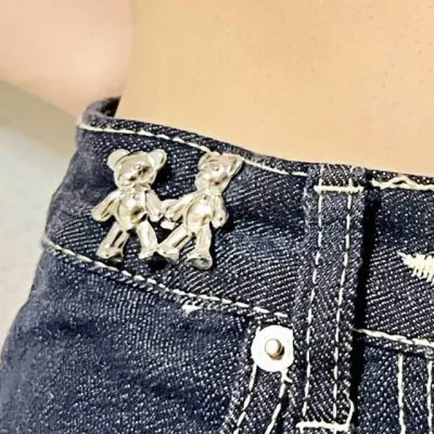 곰돌이 요술단추 실버 사이즈조절단추