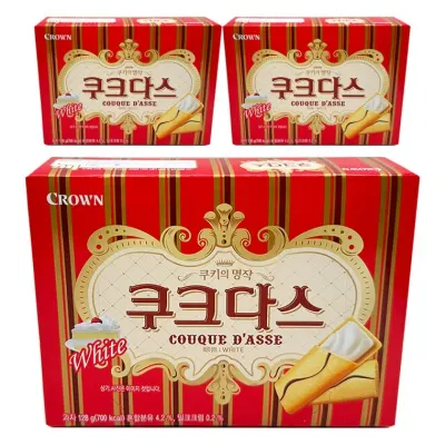 크라운제과 쿠크다스 화이트 128g 3개