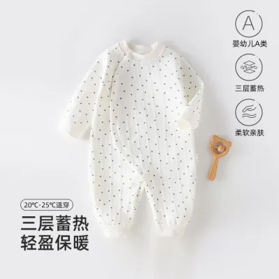 신생아외출복 아기 옷 봄가을용 연체의 세 겹 보온 옷 순면 아기 두꺼운 기어다니는 옷 아기