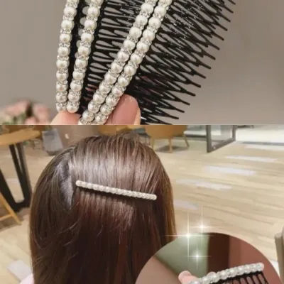 [사러왕]진주빗핀 헤어빗핀 진주 뒤꽂이 머리장식 잔머리 삔 올림머리핀 포인트 헤어핀 앞머리핀 머리 빗