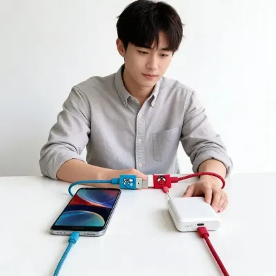 어벤져스 2in1 충전 케이블 5핀 스마트폰 태블릿 데이터 전송 고속 어댑터 젠더