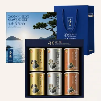 2026 추석선물세트 명품광천김6캔 캔김 선물세트 명절 재래김 돌김 선물용김추천 (고급쇼핑백)