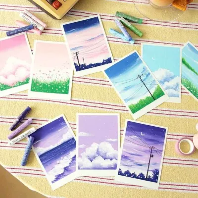 (솜씨키트) 오일파스텔로 떠나는 풍경여행 엽서 드로잉 DIY 키트