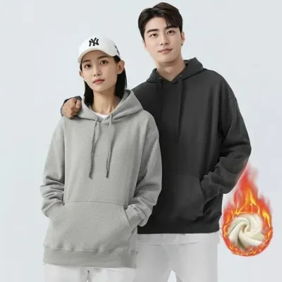 남녀 공용 기모 후드집업 루즈핏 맨투맨 긴팔 티셔츠 세트 무지 후드티