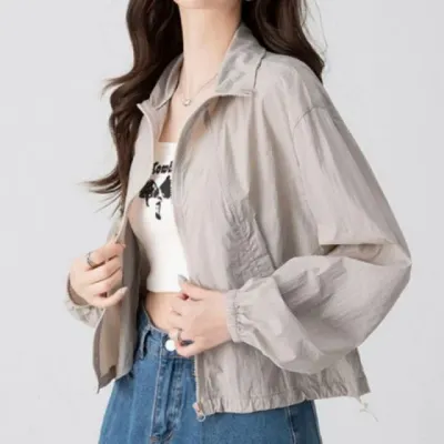바람막이 자켓 여성 간절기용 경량 세미 크롭 점퍼 아우터