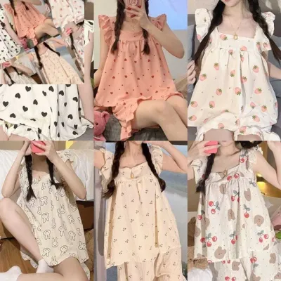 잠옷바지 면잠옷 여성실내복 여행잠옷 실내홈웨어 여성홈웨어세트 여름홈웨어