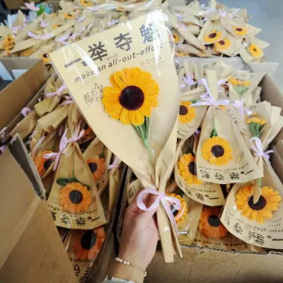 해바라기 일거에 우승한 트위스트 스틱 수공예 꽃 완제품 중고등학교 졸업 시즌 교사절